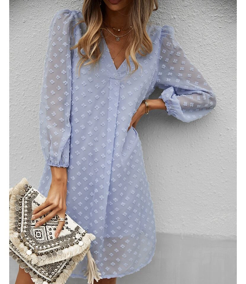 Sexy V Neck Flocking Mini Dress Solid Color Loose Long Sleeve Wholesale Dresses SDN560852 12 Sexy V Neck Flocking Mini Dress Solid Color Loose Long Sleeve Wholesale Dresses SDN560852 - Image 10