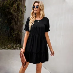Solid Color Puff Sleeve Round Neck Loose Smocked Ruffled Dress Summer Casual Wholesale Dresses SDN533144 14 Solid Color Puff Sleeve Round Neck Loose Smocked Ruffled Dress Summer Casual Wholesale Dresses SDN533144 -Amour Vert shop b2d2e856 64ce 4042 ac02 5d1cf95e0570 843d2e1b02efe5e077535155deb2c600