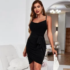 Sexy Suspenders Mini Dress Solid Color Lace-Up Irregular Body-Con Wholesale Dresses SDN560666 -Amour Vert shop ba983231 8120 434a 963b 9c59b5784d54 2e880a8918708711c3362261fcc1d9c7