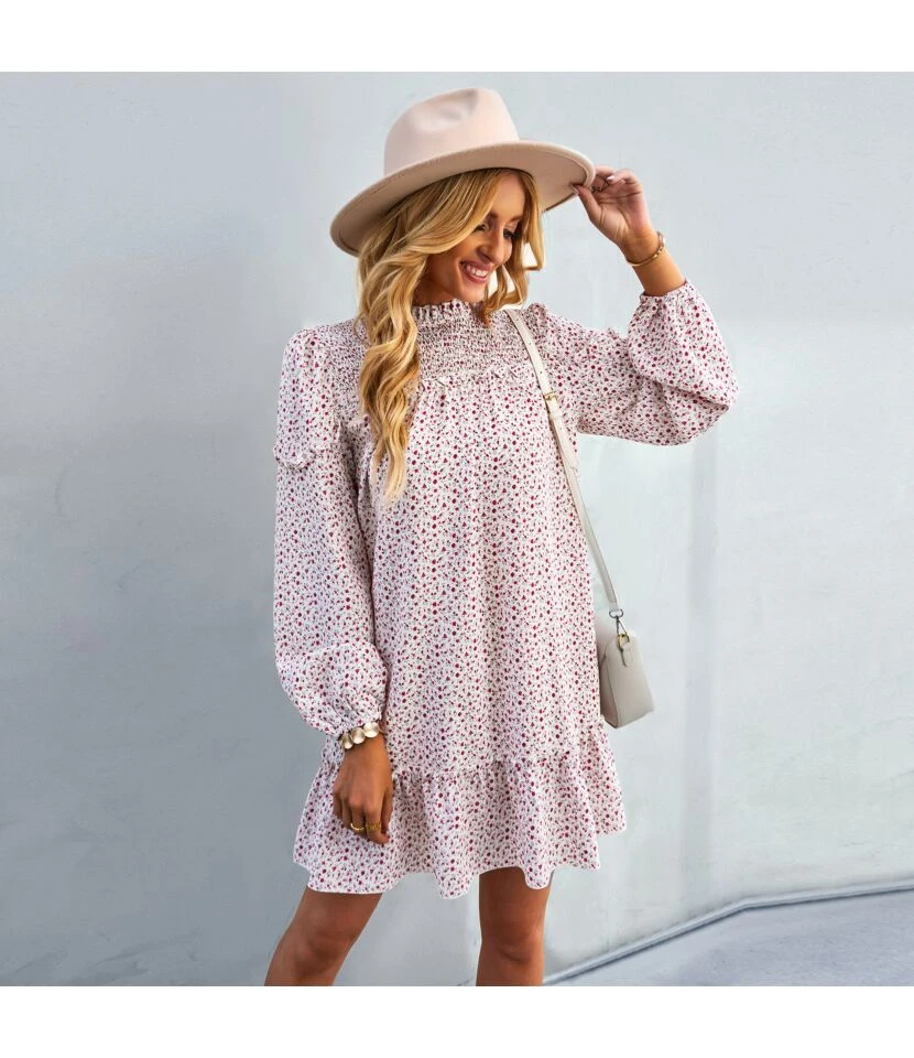 Casual Floral Mini Dress Crew Neck Long Sleeve Vacation Wholesale Dresses SDN561073 9 Casual Floral Mini Dress Crew Neck Long Sleeve Vacation Wholesale Dresses SDN561073 - Image 7
