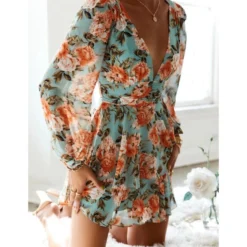Floral Print Deep-V Lantern Sleeve Open Back High Waist Double Ruffle Dress Chic Wholesale Dresses SDN533019 -Amour Vert shop c226f7e6 0ad9 4590 91ee b1754efe04c1 75b2ec1a40a367a4e6f3ceeaec61f91d
