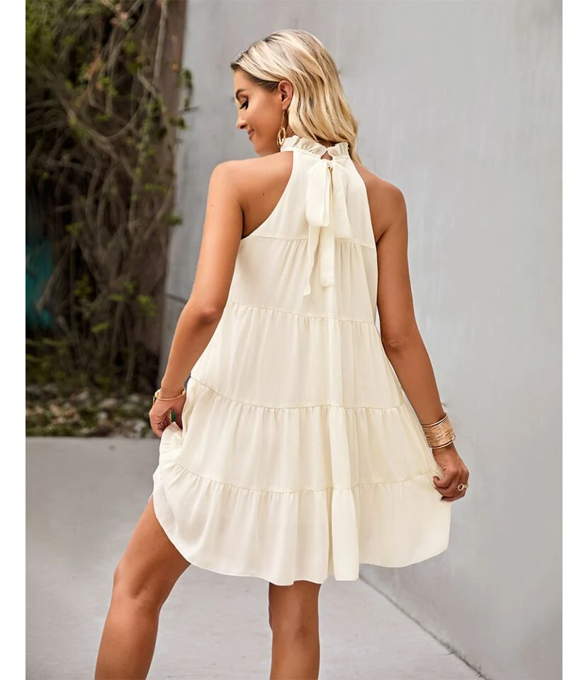 Sexy Lace-Up Tank Top Dress Sleeveless Crew Neck Solid Color Casual A-Line Tiered Wholesale Dresses SDN560684 8 Sexy Lace-Up Tank Top Dress Sleeveless Crew Neck Solid Color Casual A-Line Tiered Wholesale Dresses SDN560684 - Image 6