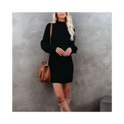 Fashion Solid Color Long Sleeve Round Neck Knitted Dress Wholesale Dresses V5923053100006 -Amour Vert shop c56a4ecb61ee45d8a011b01c012a7664 4