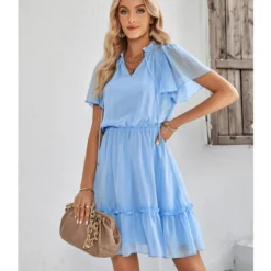 Casual V-Neck Solid Color Ruffle Swing Dress Wholesale Dresses SDN538814 -Amour Vert shop c581f107 1978 4ba2 97c7 b3a3568fbd76 aec4103f9e8c7e42ad358d514e4545c1