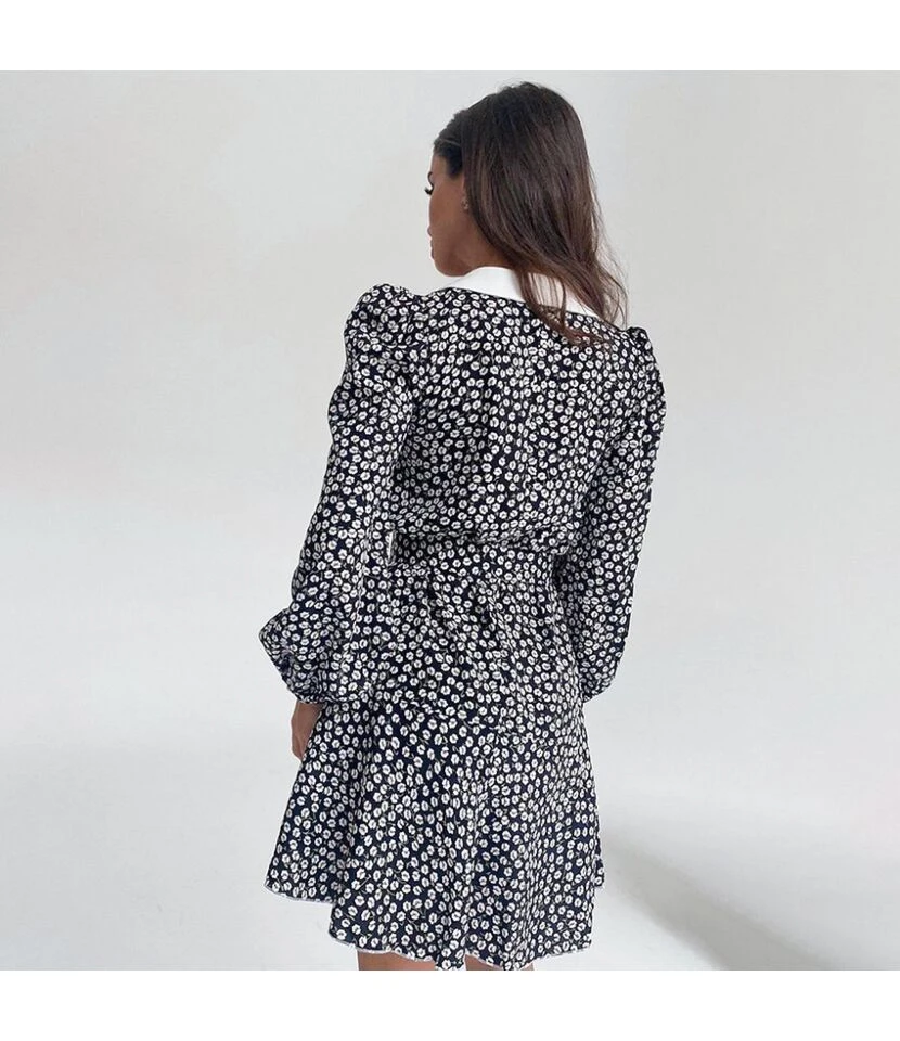 Long Puff Sleeve Floral Contrast Color Mini Dress Wholesale Dresses SDV463820 6 Long Puff Sleeve Floral Contrast Color Mini Dress Wholesale Dresses SDV463820 - Image 4