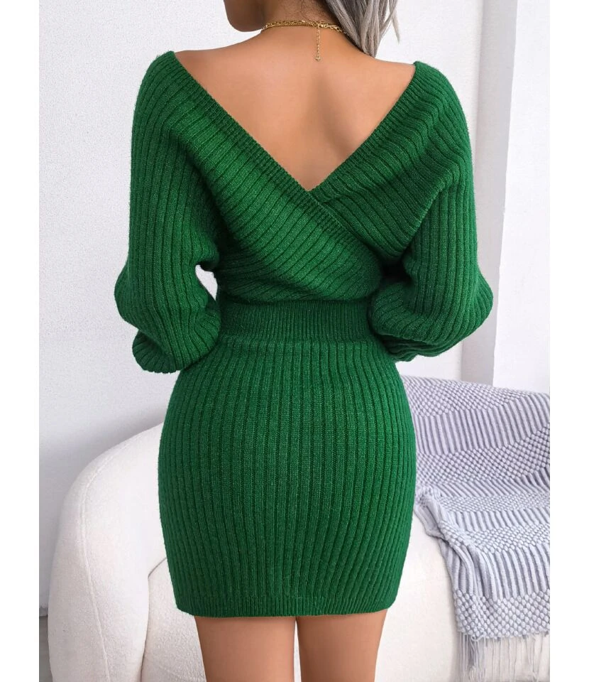 Sexy V-Neck Cross Bat Sleeve Mini Dress Long Sleeve Bodycon Wholesale Dresses SDN360688 7 Sexy V-Neck Cross Bat Sleeve Mini Dress Long Sleeve Bodycon Wholesale Dresses SDN360688 - Image 5