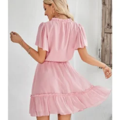Casual V-Neck Solid Color Ruffle Swing Dress Wholesale Dresses SDN538814 -Amour Vert shop ca4c7929 3c5b 4d0a 9c27 9ebbc090774e 5a6aad033e649804fbf8520caf834db8