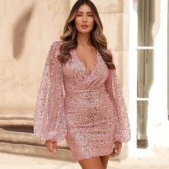 Long-Sleeved V-Neck Sequin Waist-Hugging Hip Dress Wholesale Dresses SDN537154 -Amour Vert shop cb8d2ba5 5c25 4d4a aca1 f3ce23cf65f0 5e391bd41815a0286caa2b923cd5743d