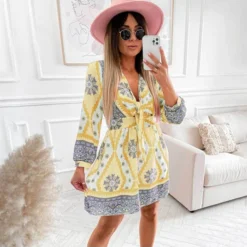 Fashion Print V-Neck Dress Casual Long Sleeve Loose Swing Wholesale Dresses SDN562005 -Amour Vert shop cee6f144 5c8c 446c 8350 3b0e22e99354 O1CN01gn1Xbp1OfIlCOTE2R 2223191732 0 cib
