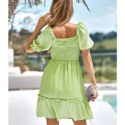 Casual Square Neck Solid Color Puff Sleeve Swing Dress Wholesale Dresses SDN538821 -Amour Vert shop d42729fb d149 4d13 af65 1d33c4e56374 d75b81fac86a023d81e39baa2ca5f254