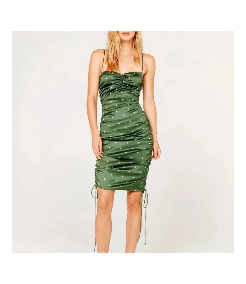 Polka-Dot Slim Strap Drawstring Pleated Dress Wholesale Dresses N4623042700017 3 Polka-Dot Slim Strap Drawstring Pleated Dress Wholesale Dresses N4623042700017