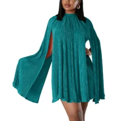 Solid Color Pleated Cape Sleeve Dress Wholesale Womens Clothing N3823103000092 -Amour Vert shop d4b340fe205746399eeeb0ab01156da2 5