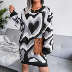 Knitted Dress Women Wholesale Love Sweater Crew Neck SE162193 -Amour Vert shop d4f80621 c3a4 4769 a774 151445646080 0A292BCD607A235B270788264A186752