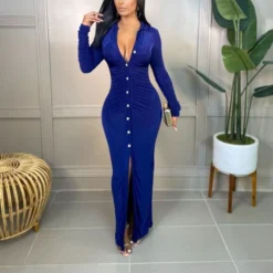 Sexy Solid Color Bodycon Dress Wholesale Dresses Maxi Dresses Trendy Outfits SD201141