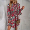 Casual Print Long Sleeve Mini Dress High Waist Wholesale Dresses SDN562369