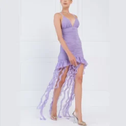 Ribbon Shirring Deep V Open Back Strap Solid Color Dress Wholesale Dresses N462023030600177 -Amour Vert shop db83f60e009e477b87afafbe009d7aab 3