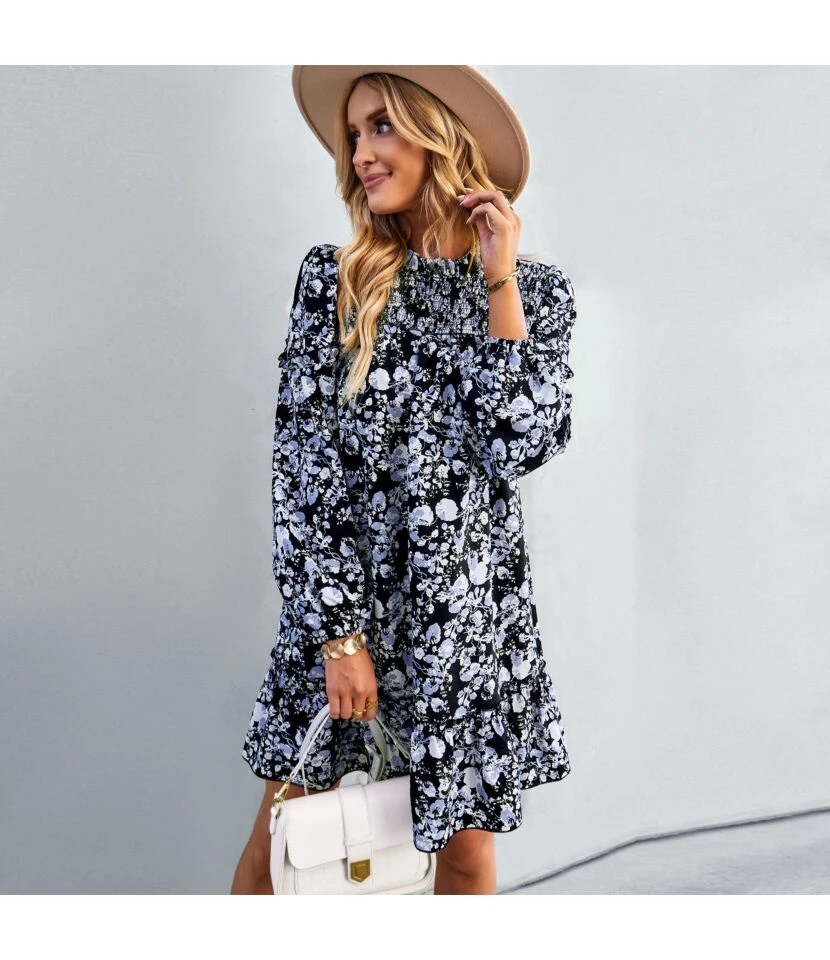 Casual Floral Mini Dress Crew Neck Long Sleeve Vacation Wholesale Dresses SDN561073 13 Casual Floral Mini Dress Crew Neck Long Sleeve Vacation Wholesale Dresses SDN561073 - Image 11