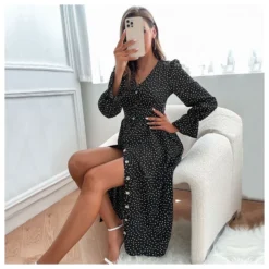 Fashion Polka Dot Dress V Neck Long Sleeve Casual Wholesale Dresses SDN561347 -Amour Vert shop e01a8135 3f7d 4182 812a 8d803ea5c2a3 O1CN01rz36Aa2FsHZFZQYwj 2502018935 0 cib