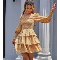 Plain & Print Long Lantern Sleeve Square Neck Chiffon Layered Skirts Design Cake Dress Resort Wholesale Dresses SDN532456 -Amour Vert shop e18b171d 653e 4765 adf6 cde06d21ac07 adb95e0a257d036ec7c8318ca26cf163