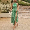 Elegant Sleeveless Floral Print Hanging Neck High Split Long Dress Wholesale Dresses V5923041200031 -Amour Vert shop e1c2880166764701ab1eafe300bbc9ab 4