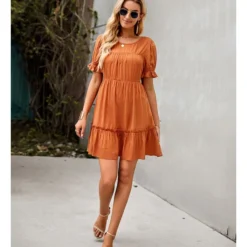 Solid Color Puff Sleeve Round Neck Loose Smocked Ruffled Dress Summer Casual Wholesale Dresses SDN533144 13 Solid Color Puff Sleeve Round Neck Loose Smocked Ruffled Dress Summer Casual Wholesale Dresses SDN533144 -Amour Vert shop e1ce839f 1d03 4ebc bfae 4e7551ac10e0 5541dec7d6c20b7162f41c165333de8c