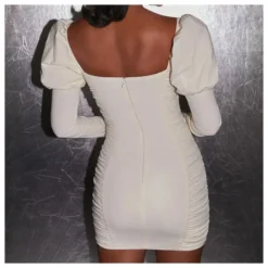 Pleated Sexy Low Cut Long Sleeve Puff Sleeve Sheath Mini Dress Wholesale Dresses SDV463783 -Amour Vert shop e234fe13 a6d2 4f2f a69b 6117e7eb3023 568308f36d19090a10c0b812a949bff2