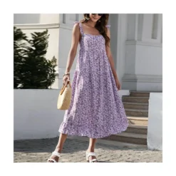 Elegant Slip Floral Dress Single-Breasted Backless Ruffled Wholesale Dresses SDN560363