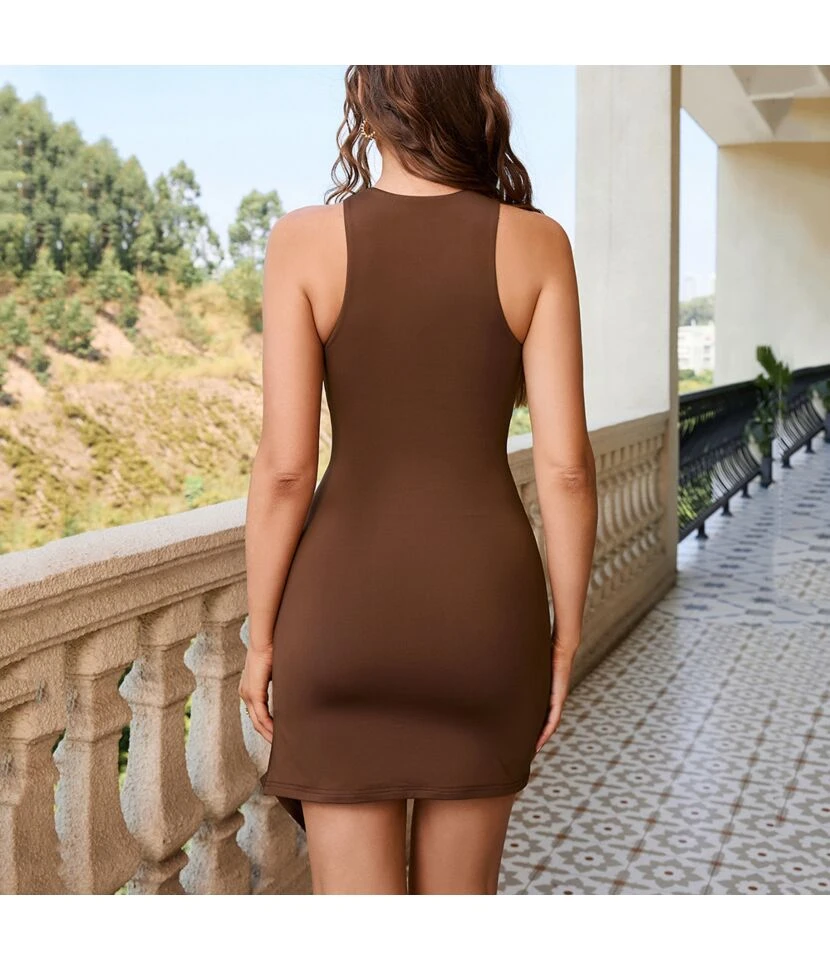 Sleeveless Sexy Hollow Cross Strap Shirt Slit Tight Mini Dress Wholesale Dresses SDV463925 7 Sleeveless Sexy Hollow Cross Strap Shirt Slit Tight Mini Dress Wholesale Dresses SDV463925 - Image 5
