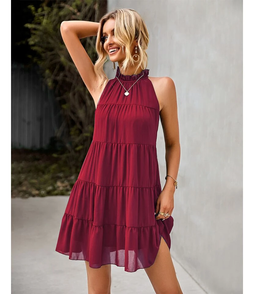 Sexy Lace-Up Tank Top Dress Sleeveless Crew Neck Solid Color Casual A-Line Tiered Wholesale Dresses SDN560684 11 Sexy Lace-Up Tank Top Dress Sleeveless Crew Neck Solid Color Casual A-Line Tiered Wholesale Dresses SDN560684 - Image 9