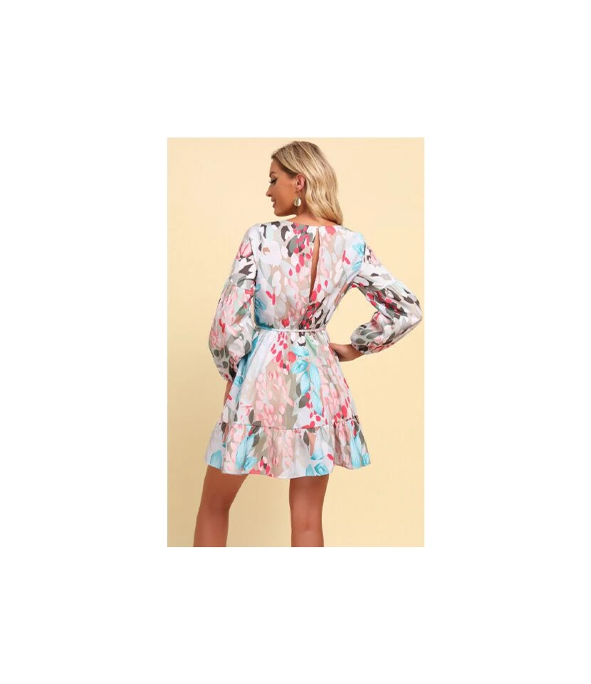 Fashion Floral Sexy V-Neck Lace-Up Dress Long Sleeve Vacation Wholesale Dresses SDN560136 9 Fashion Floral Sexy V-Neck Lace-Up Dress Long Sleeve Vacation Wholesale Dresses SDN560136 - Image 7