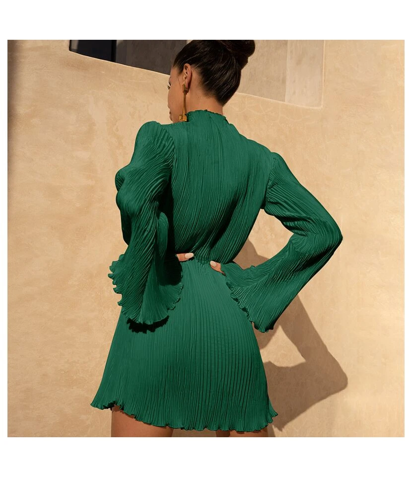 Round Neck Personalized Pleated Loose Long-Sleeved Mini Dress Wholesale Dresses SDV464075 8 Round Neck Personalized Pleated Loose Long-Sleeved Mini Dress Wholesale Dresses SDV464075 - Image 6