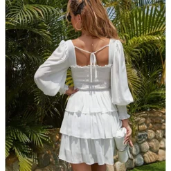 Plain & Print Long Lantern Sleeve Square Neck Chiffon Layered Skirts Design Cake Dress Resort Wholesale Dresses SDN532456 -Amour Vert shop efe292ca 4551 403f ba2f e4e0f30586c9 07a597033ce53e5c7bb4d71bff327616