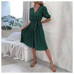 Tie-Up V Neck Green Pleated Dress Wholesale Dresse SDN538885 -Amour Vert shop f08e5f88 4569 4714 866e cdc50d6f1f37 40a9f0e80f32659677e3d38af5b7e3fc