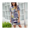 Summer Short Sleeve Fashion Printed Pullover Wholesale Ladies Shirt Dress Casual SD183630