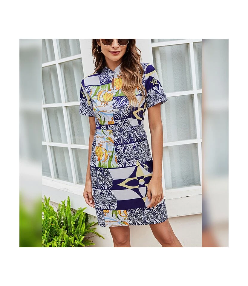 Summer Short Sleeve Fashion Printed Pullover Wholesale Ladies Shirt Dress Casual SD183630 3 Summer Short Sleeve Fashion Printed Pullover Wholesale Ladies Shirt Dress Casual SD183630