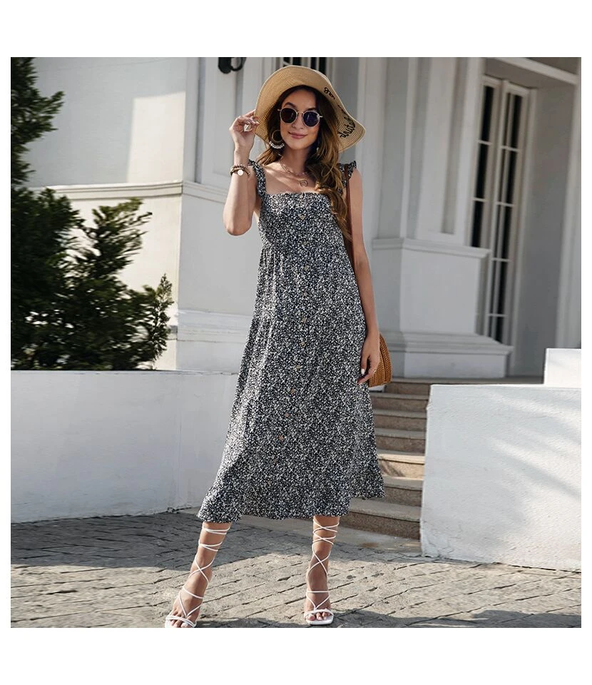 Elegant Slip Floral Dress Single-Breasted Backless Ruffled Wholesale Dresses SDN560363 10 Elegant Slip Floral Dress Single-Breasted Backless Ruffled Wholesale Dresses SDN560363 - Image 8