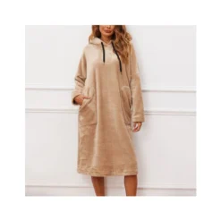 Hooded Sweatshirt Dress Flannel Long Sleeve Long Nightdress Wholesale Loungewear SDN5385201