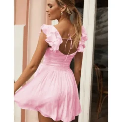 Sexy Deep V Ruffles Sleeve Dress Solid Color Lace-Up Backless Wholesale Dresses SDN560229 -Amour Vert shop f9c6ec5e ccde 4857 bfa0 eb10e3570aa8 3d4b331c89c0369d9333959218e3dc8f