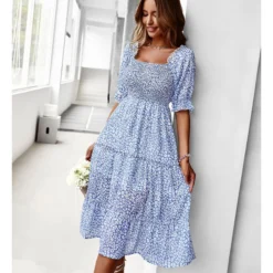 Sexy Off Shoulder Floral Midi Swing Dress High Waist Petal Sleeve Slim Vacation Wholesale Dresses SDN560630 -Amour Vert shop fb5a5fd8 aae8 4ffb 80b7 9257f18ddce4 42068a1b486c81417c85ee84e6379773
