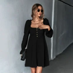 Casual Square Neck Bubble Long Sleeve A-Line Mini Dress Wholesale Dresses SDN562884 -Amour Vert shop fef21402 ff52 43b8 bdcd 3458d49a1d42 133fc415af048527d9af7c15834da102