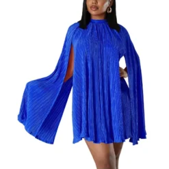 Solid Color Pleated Cape Sleeve Dress Wholesale Womens Clothing N3823103000092 -Amour Vert shop ff588234b19f41259c80b0ab01155f83 5